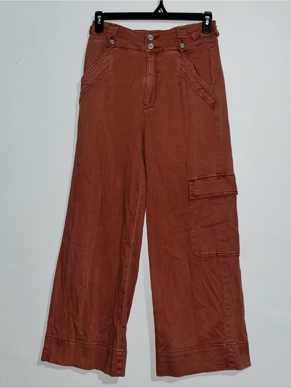 Pilcro Wide-Leg Cargo Pants — Rust Brown